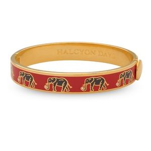 Halcyon Days Elephant Red Gold Hinged Bangle